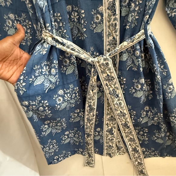 Pottery Barn Blue Print Cotton Robe OS - Picture 9 of 10